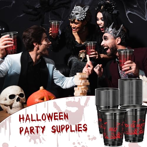 Halloween Bloody Plastic Cups with Hand Print Design - 100 Pack, 12oz