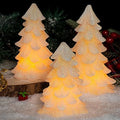 White Glittering Christmas Tree Flameless Candles with Timer - Set of 3