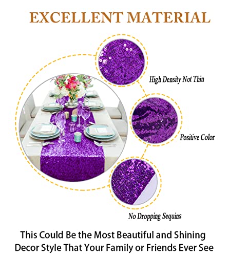 Purple Sequin Table Runners Pack of 10 - 12x108 Inch Wedding Party Decor