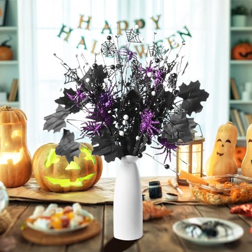 Black Purple Halloween Decorations Set - Indoor Farmhouse Style, 5 Pieces