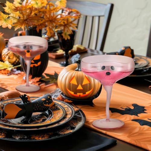 Halloween Ghost Martini Glasses - Pink, 4 Pack, 13 oz Cocktail Cups