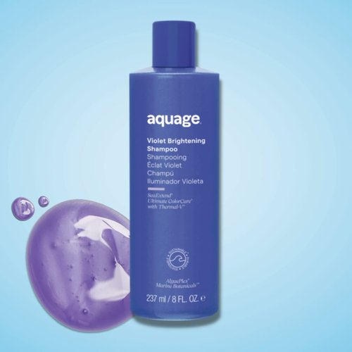 AQUAGE Violet Brightening Shampoo - Neutralizes Yellow & Brassy Tones for Color-Treated Hair | 8 oz