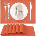 Orange Set of 6 Placemat for Dining Table - 17x12 Inch Waterproof PVC