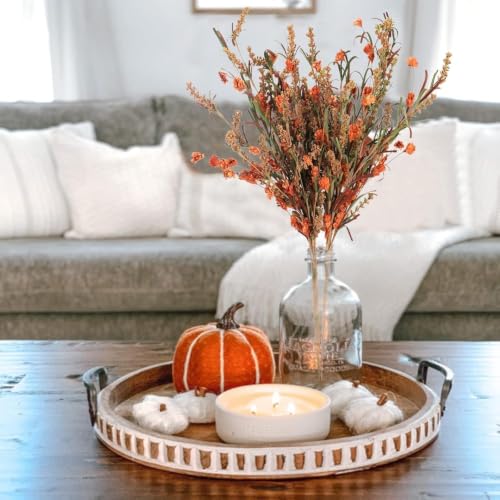 Burnt Orange Fall Flowers Artificial Stems 26in Bouquet for Home Decor