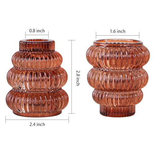 Brown Tower-Shaped Candle Holders Set of 6 for Wedding & Home Decor