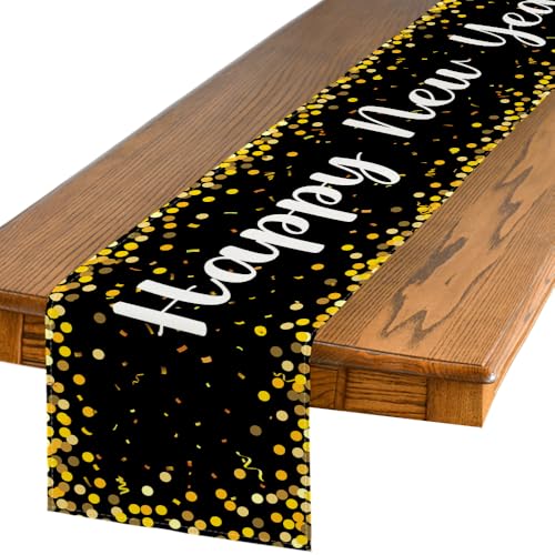 Polka Dot Happy New Year Table Runner 13x72 Inch Kitchen Dining Decor