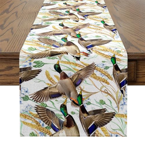 Mallard Duck Table Runner 120x13 Inch - Hunting Lodge Farmhouse Home Decor