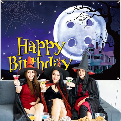 Large Button Eye Birthday Banner Backdrop - Halloween Horror Cartoon Party Decor
