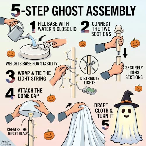 Halloween Ghost Decor Set - Lighted Indoor & Outdoor Spooky Couple Ghosts with Pumpkins