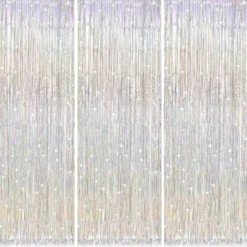 Shiny Silver Fringe Backdrop Party Decorations - Photo Booth Streamer, Bachelorette & Birthday