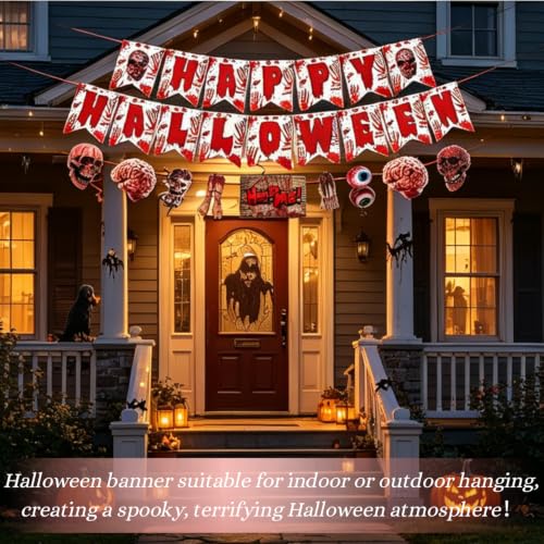Halloween Banner Decorations 4-Pack Horror Party Set for Indoor Outdoor Use