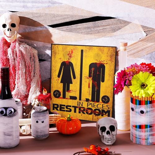 Halloween Restroom Wall Sign - 3D Horror Haunted House Bathroom Decor