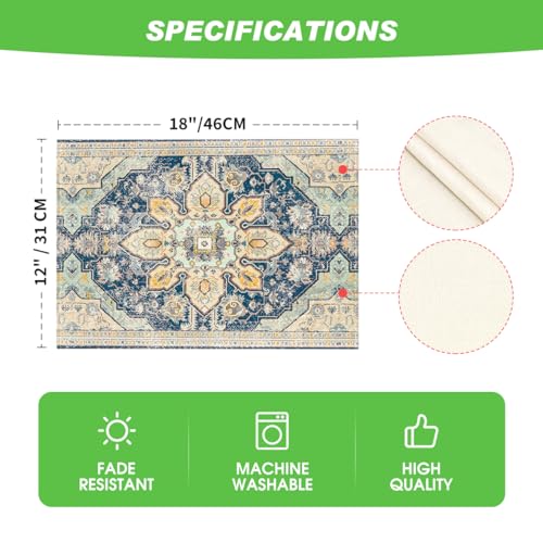 Boho Style Placemat Set of 4 - 12x18 Inch Farmhouse Table Mats Beige Variation
