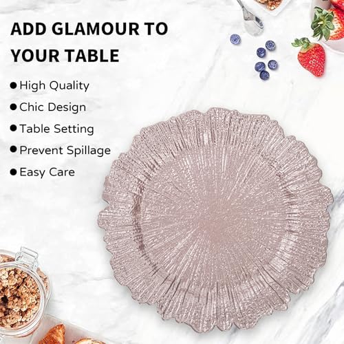 Pink Charger Plates Set of 12 - Reef Design for Dinner & Events - Variation of Pink / 1