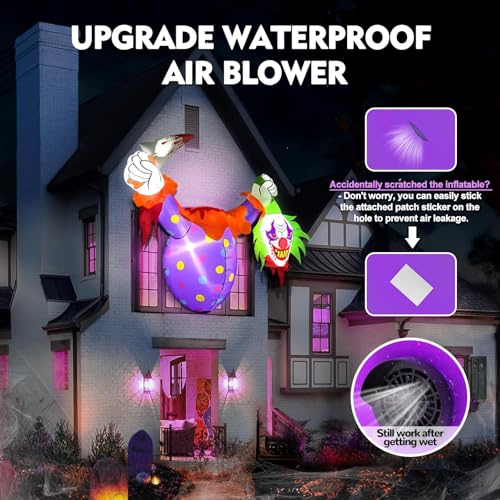 4.5FT Halloween Inflatable Clown Window Decoration - Blow Up Spooky Scene