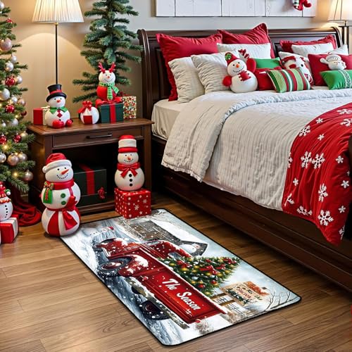 Christmas Kitchen Rugs Set with Non-Slip Washable Mat and Mouse Pad - Holiday Home Decor