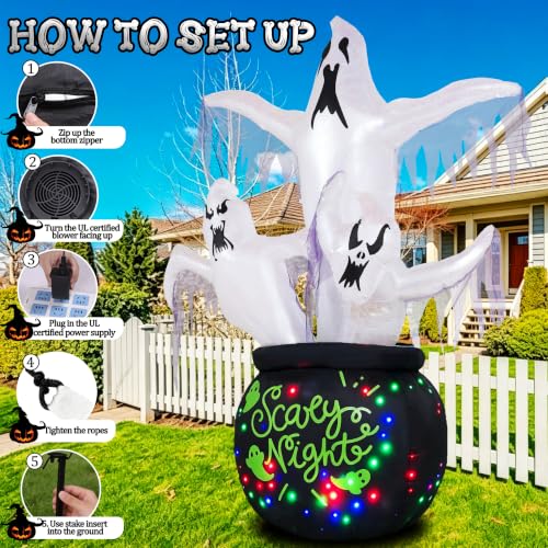 8FT Halloween Inflatable Ghost Outdoor Decoration - White Ghost Variant