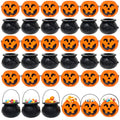 Mini Halloween Pumpkin Buckets Set - 36 Black and Orange Portable Candy Baskets