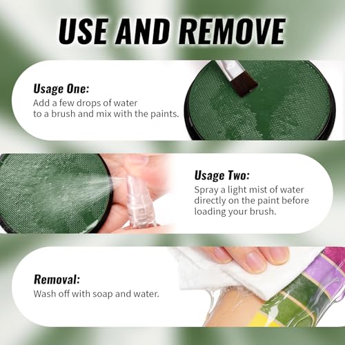 Dark Green Water-Based Face & Body Paint - Flexible, Vivid, Vegan Cosmetic