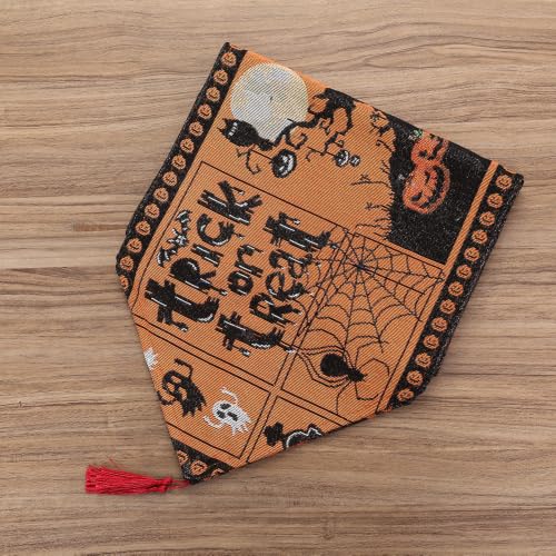 Halloween Table Runner 13 x 72 Inch with Ghost, Pumpkin & Web Design