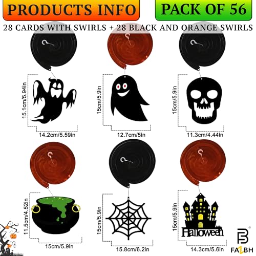 Halloween Hanging Swirls Set - 58 Pieces Ghost Pumpkins Bats Decor