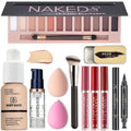 All in One Makeup Kit SetA - 12 Eyeshadow Palette, Face Primer, Eyebrow Soap, Brushes & Sponges