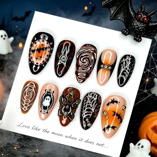 Halloween Fake Nails Set - Medium Almond Press On Nails with Multicolor Variation 52