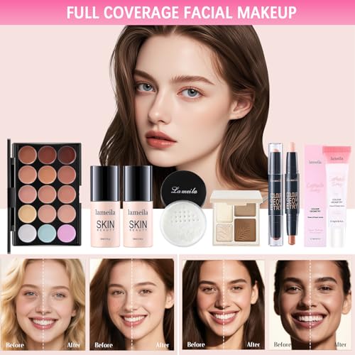 Peenice All-in-One Makeup Kit for Women - White Set, Complete Cosmetic Gift