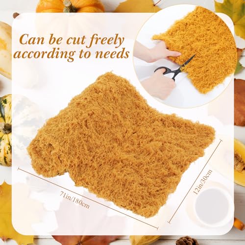 Artificial Moss Table Runner Yellow for Halloween Enchanted Party Decor - 12x71 Inches - DIY Friendly
