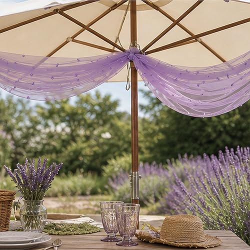 Lilac Purple Pearl Gauze Table Runner 120 Inch - 10PCS Wedding Party Decor