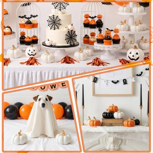 White Ceramic Pumpkin Decor - 4 Inch Fall Halloween Home Decoration - Variation of THIS listing