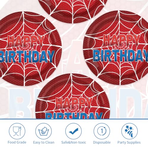 Red Spider Web Paper Plates 9 Inch - 50 Pack for Birthday Parties