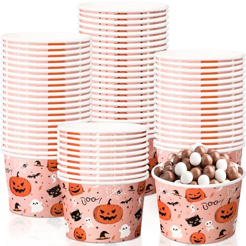 Halloween Ghost Pumpkin Soup Bowls 50 Pack - 9 oz Disposable Party Tableware