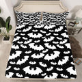 Halloween Bat Bedding Set Full Size - Glitter Stars Galaxy Kids Bed Sheets with Variation Multi 45