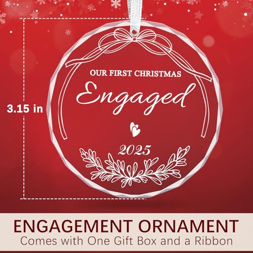 Engaged 2025 Christmas Ornament - Our First Engagement Gift for Couples Her White Acrylic