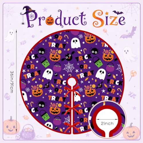 Fall Halloween Reversible Tree Skirt - 36 Inch Seasonal Holiday Decor - Fall & Halloween Design