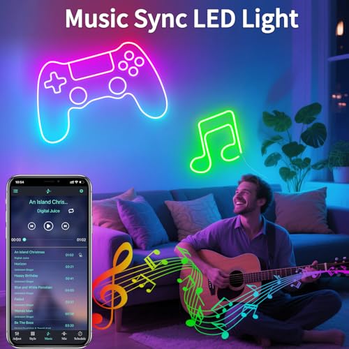 10ft RGB USB Neon Rope Lights with App Control - Indoor Color Changing LED Strip