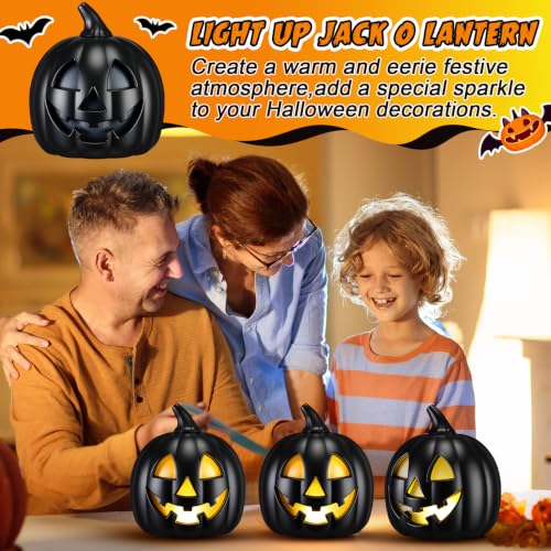 Halloween Jack O Lantern Pumpkin Decoration Set - Black & White, 6 Pcs