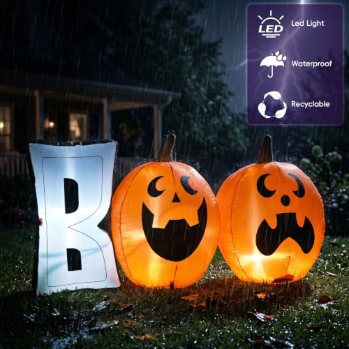 Halloween 6ft Pumpkin Inflatable Decoration - Boo Pumpkin Variation