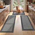 Ileading Kitchen Mat Sets 3 Piece Washable Gray Checkered Dark Gray