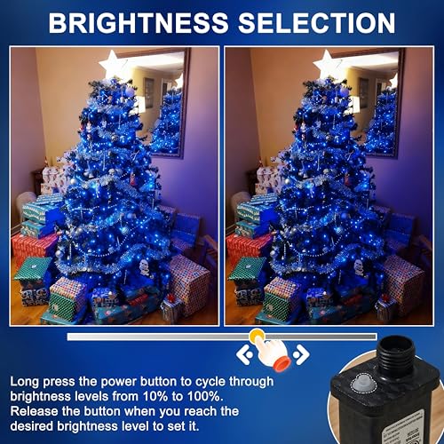 Blue LED Christmas String Lights 1000 LEDs 336ft with 12 Modes Outdoor Fairy Decor
