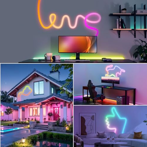 12V RGB Neon Rope Light 32.8FT LED Strip Waterproof Indoor Outdoor Decoration