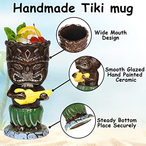 12-Piece Ceramic Tiki Mug Set for Cocktails and Parties