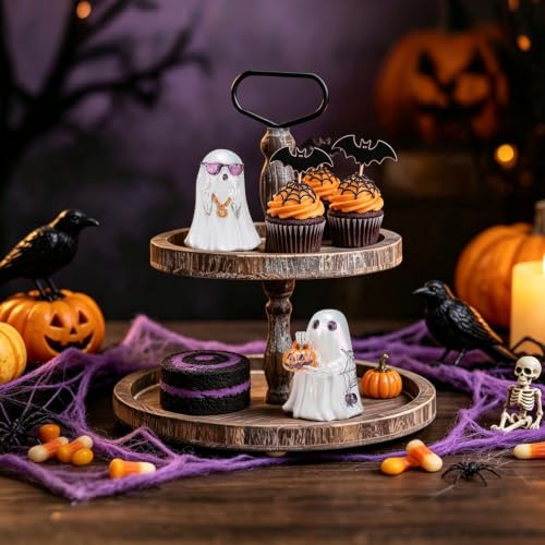Halloween Ghost Figurine Set - Cute Resin Spooky Table Decor, 3.3 Inches