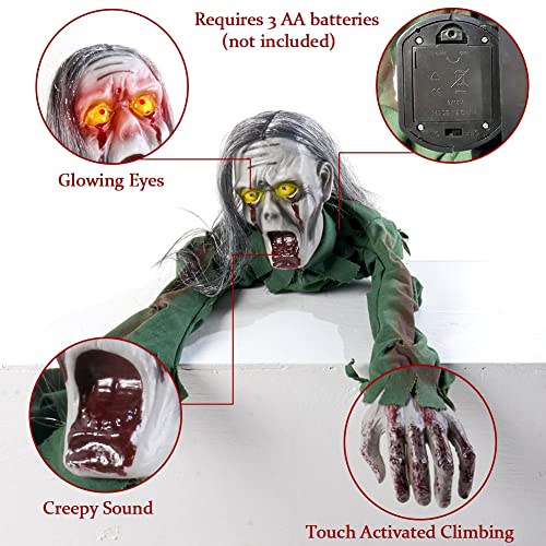 Halloween Creepy Crawling Ghost Yard Decoration with Glowing Eyes and Sound - 43 Inch