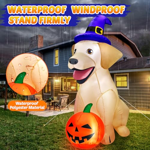 5Ft Halloween Inflatable Dog Decor with LED Light Outdoor Yard Decoration