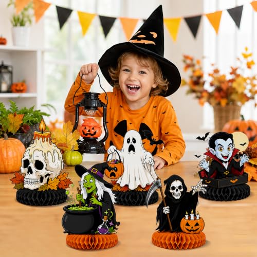 Halloween Honeycomb Centerpieces Set - 12 Party Table Decorations