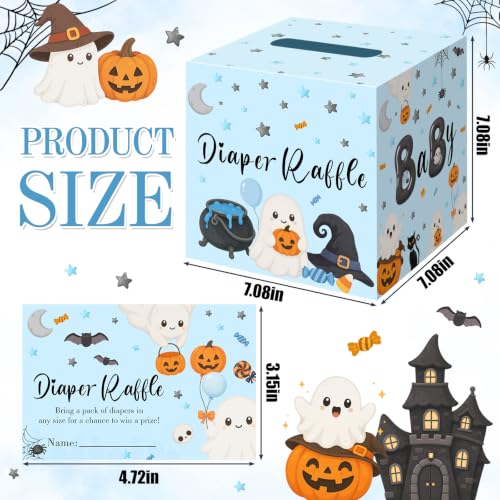 Halloween Baby Shower Diaper Raffle Tickets & Box Set - Little Boo Theme