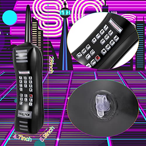 8-Pack Inflatable Retro Mobile Phones - 26 Inch 80s 90s Party Decorations