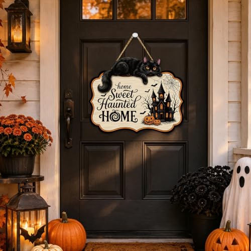 Halloween Black Cat Wreath Decoration for Front Door - Halloween 01